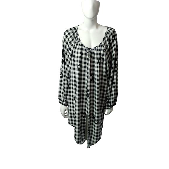 Allison Daley Womens Gingham Floral Front Tie Cottagecore Boho Peasant Top sz 3X - Picture 9 of 16